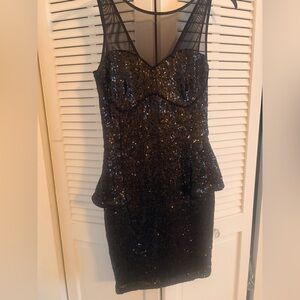bebe Black Sequin Mini Dress